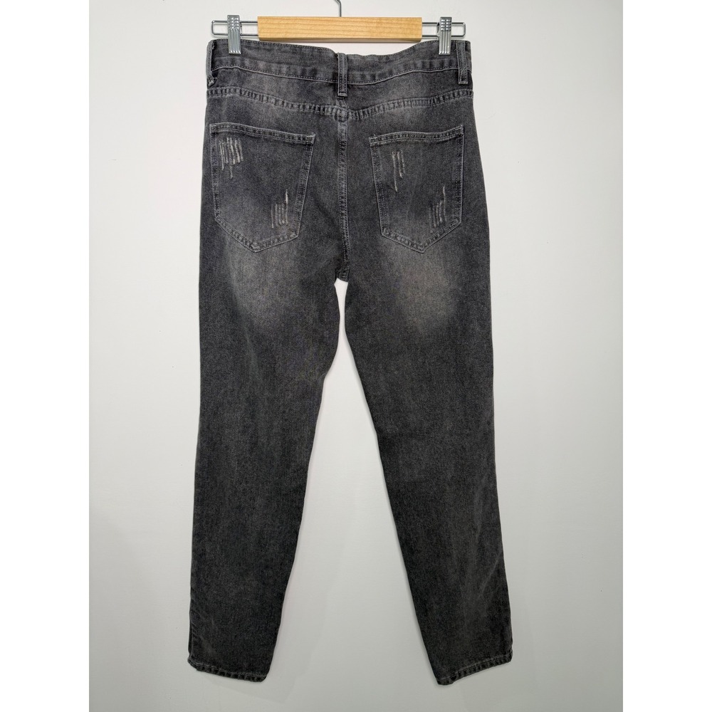 Unbranded Distressed Grey Star Patch Denim Jeans Size 30 Streetwear Y2K Grunge - Picture 2 of 10
